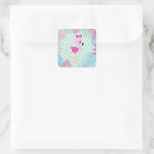 Flamenco Rosa Baby para personalizar e imprimir Quadratischer Aufkleber (Tasche)