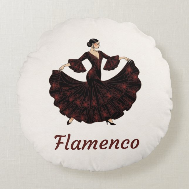 Flamenco Rundes Kissen (Vorderseite)