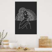 Flamenco Spanish Lady With Fan Ink art Drawing Poster (Küche)