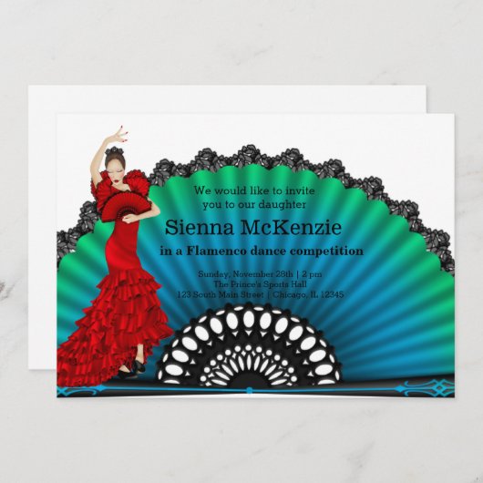 Flamenco-Tanz Einladung (Vorne/Hinten)