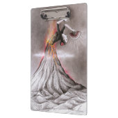 Flamenco tanzende Frau Vulkan surreal Bleistiftkun Klemmbrett (Links)