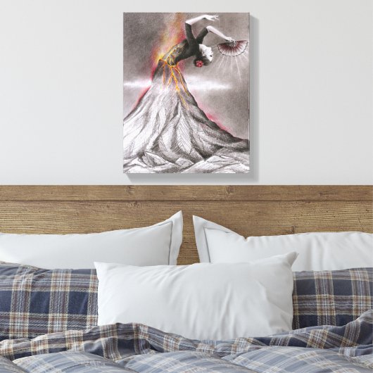 Flamenco tanzende Frau Vulkan surreal Bleistiftkun Leinwanddruck (Insitu (Schlafzimmer))
