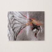 Flamenco tanzende Frau Vulkan surreal Bleistiftkun Puzzle (Horizontal)