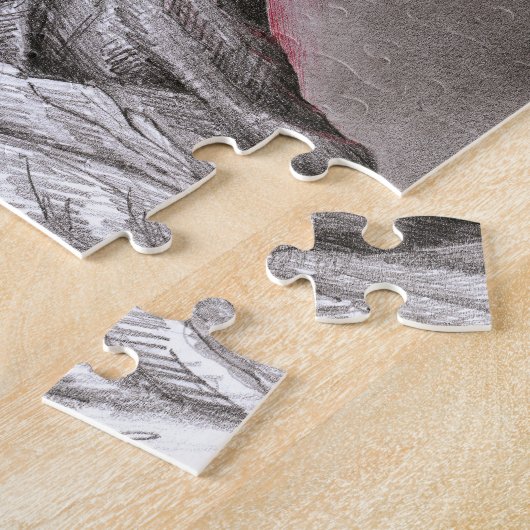 Flamenco tanzende Frau Vulkan surreal Bleistiftkun Puzzle (Seite)