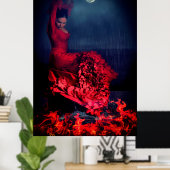 Flamenco-Tänzer im Feuer Poster (Heimbüro)