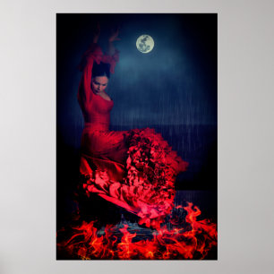 Flamenco-Tänzer im Feuer Poster