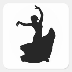 Flamenco-Tänzer im weißen Kreis Quadratischer Aufkleber