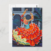 Flamenco-Tänzer in Farbe Postkarte (Vorne/Hinten)