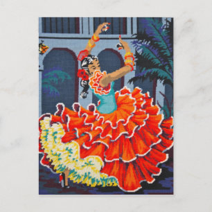 Flamenco-Tänzer in Farbe Postkarte
