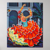 Flamenco-Tänzer in Farbplakat/Print Poster (Vorne)