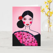 Flamenco-Tänzer Karte (Gelbe Blume)