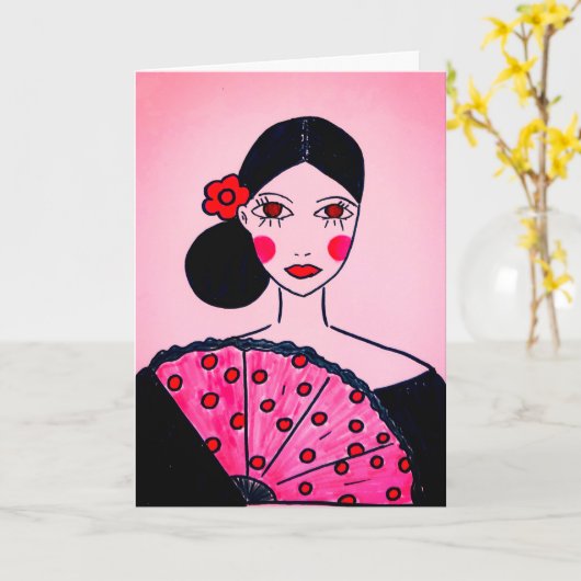 Flamenco-Tänzer Karte (Gelbe Blume)