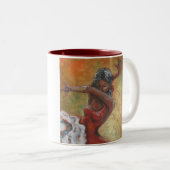 Flamenco-Tänzer-Kunst-Tasse Zweifarbige Tasse (VorderseiteRechts)