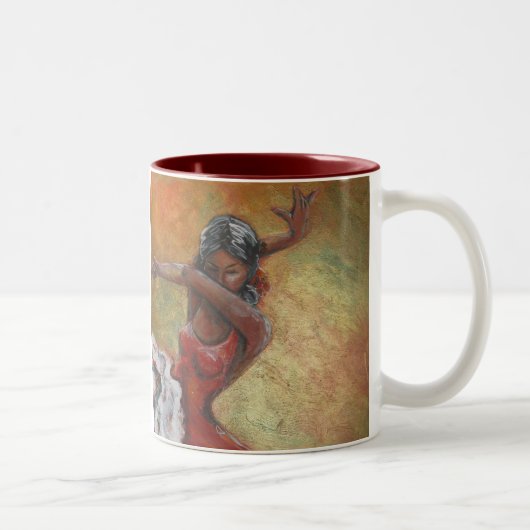 Flamenco-Tänzer-Kunst-Tasse Zweifarbige Tasse (Rechts)