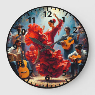 Flamenco-Tänzer Spanische Musikband Große Wanduhr