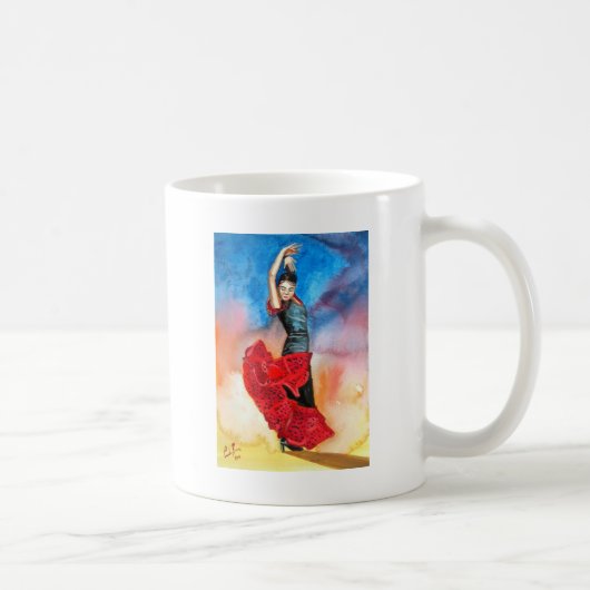 FLAMENCO-TÄNZER-Wasserfarbe Kaffeetasse (Rechts)