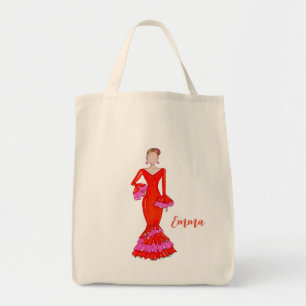 Flamenco-Tänzerin mit orangefarbener Tasche