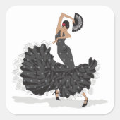 Flamenco-Tänzersticker Quadratischer Aufkleber (Vorderseite)