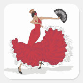 Flamenco-Tänzersticker Quadratischer Aufkleber (Vorderseite)