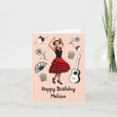 Flamenco-Thema - Niedliche Dancer Doll Birthday od Karte (Vorderseite)