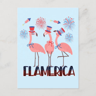 Flamerica 4. Juli Flamingo Liebt Unabhängigkeit Postkarte
