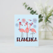 Flamerica 4. Juli Flamingo Liebt Unabhängigkeit Postkarte (Stehend Vorderseite)