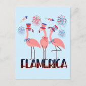 Flamerica 4. Juli Flamingo Liebt Unabhängigkeit Postkarte (Vorderseite)