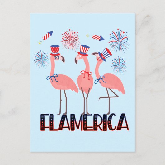 Flamerica 4. Juli Flamingo Liebt Unabhängigkeit Postkarte (Vorderseite)