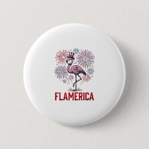Flamerica Flamingo Patriotisches Vintage-Shirt-Des Button