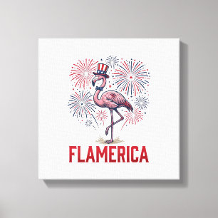 Flamerica Flamingo Patriotisches Vintage-Shirt-Des Leinwanddruck