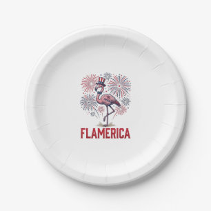 Flamerica Flamingo Patriotisches Vintage-Shirt-Des Pappteller