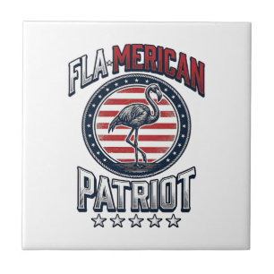 Flamerikanischer Patriot Flamingo Vintage Vektor Fliese