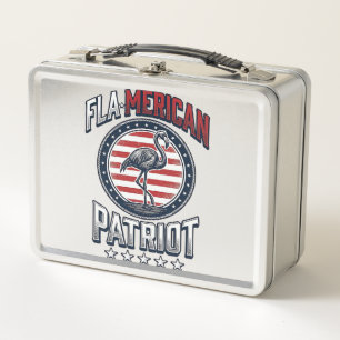Flamerikanischer Patriot Flamingo Vintage Vektor Metall Brotdose