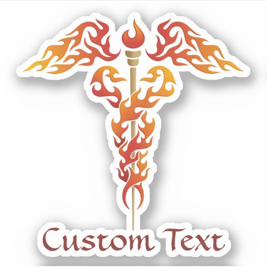 Flames Caduceus Aufkleber (Vorderseite)