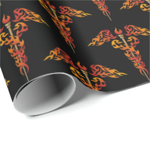 Flames Caduceus Geschenkpapier