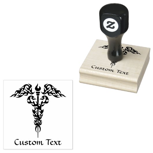 Flames Caduceus Gummistempel (Stempel)
