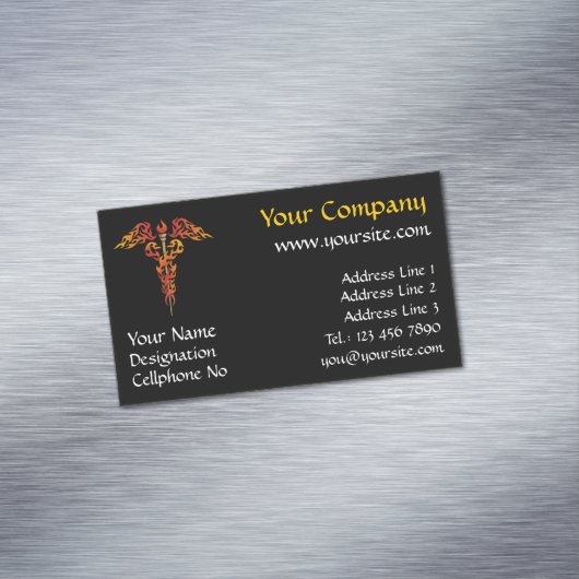 Flames Caduceus Magnetische Visitenkarte (Beispiel)