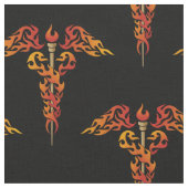 Flames Caduceus Stoff (Nahaufnahme)