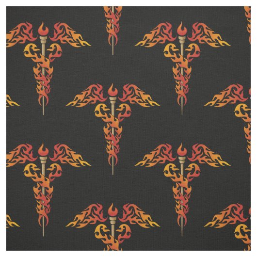 Flames Caduceus Stoff (Muster)