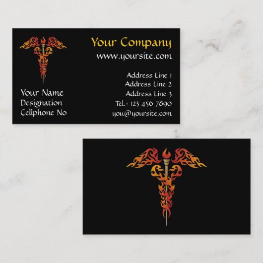 Flames Caduceus Visitenkarte (Vorne/Hinten)