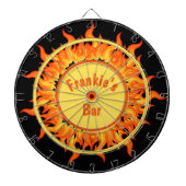 Flames of Fire Black Personalized Dartscheibe (vorne)