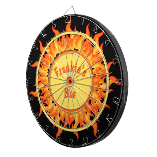 Flames of Fire Black Personalized Dartscheibe (Vorderseite rechts)