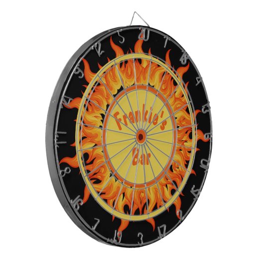 Flames of Fire Black Personalized Dartscheibe (Vorderseite Links)