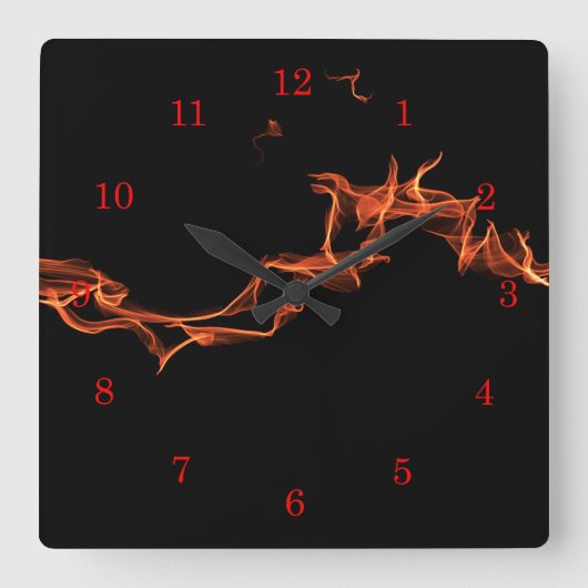 Flames Quadratische Wanduhr (Vorderseite)