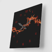 Flames Quadratische Wanduhr (Winkel)