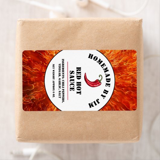 Flames Red Hot Chili Sauce Pepper Label (Insitu)