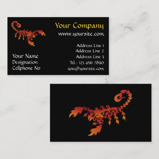Flames Scorpion Business Card Visitenkarte (Vorne/Hinten)