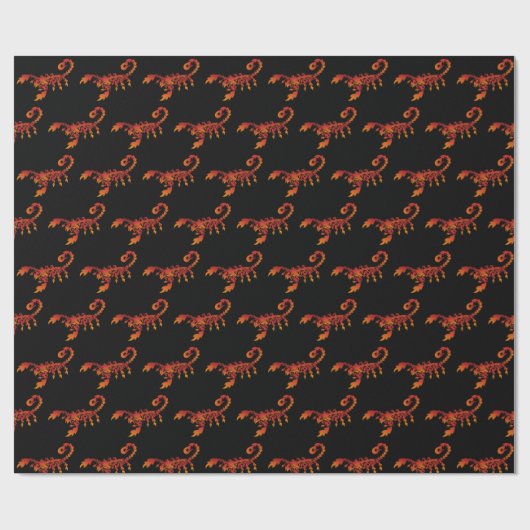 Flames Scorpion Muster Wrapping Paper Geschenkpapier (Flach)