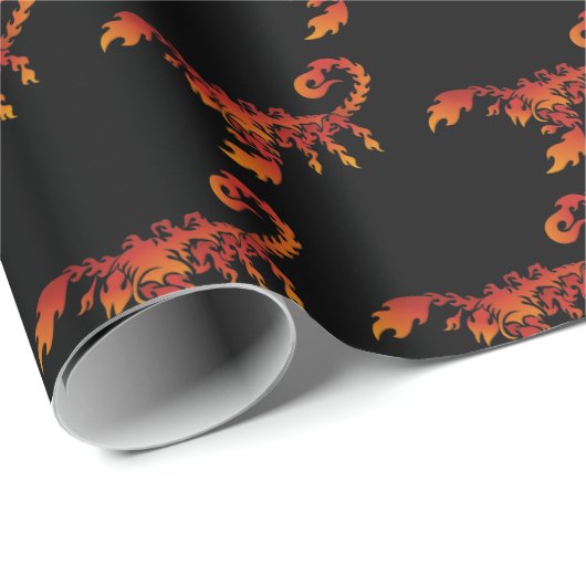 Flames Scorpion Muster Wrapping Paper Geschenkpapier (Rolleneckpunkt)