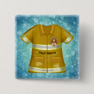 Flames Shield Feuerwehrmann Button